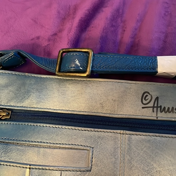 Anuschka- Modern Art Design Multi Colored Crossbody with Zipper Extension - Picture 7 of 7